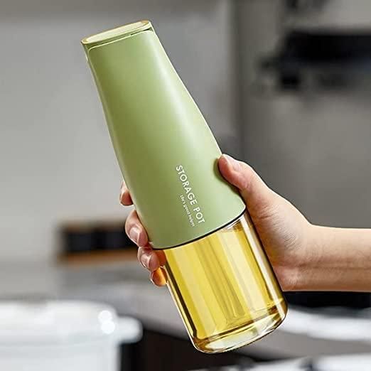 Oil and Vinegar Dispenser Set with Silica Gel Pourers Glass Olive Oil Dispenser